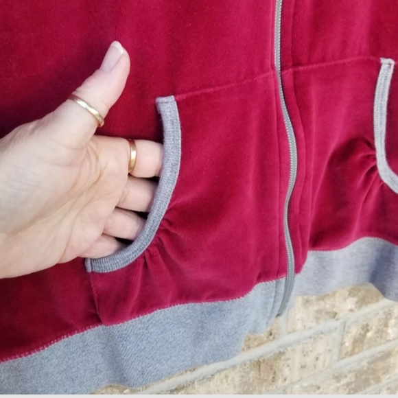 Oklahoma Sooners RED Velour Zip UP Hoodie Jacket (Womens Large) *READ* - Picture 5 of 8